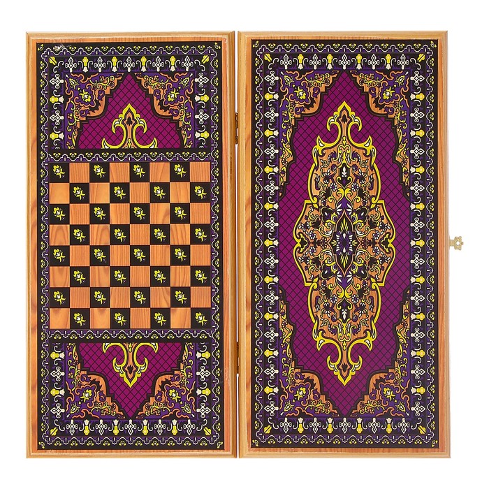 Настольная игра 2 в 1 "Сирия Фиолетовые": нарды, шашки (доска дерево 40х40 см) микс