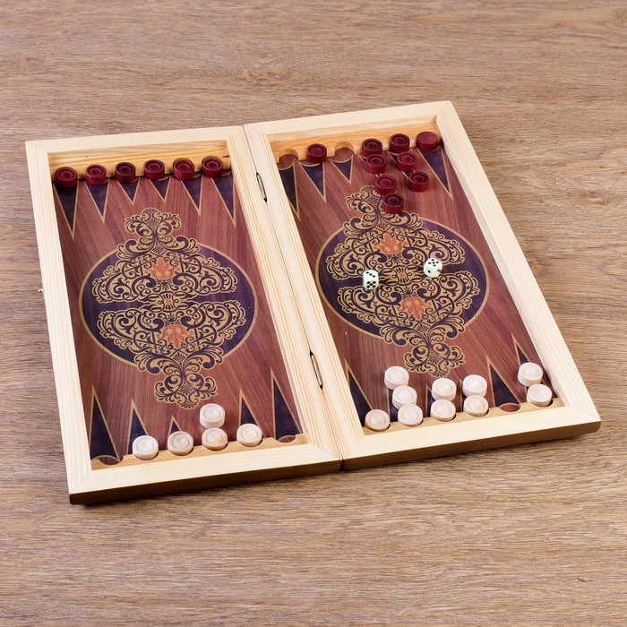 Настольная игра 2 в 1 "Сирия Шейхи": нарды, шашки (доска дерево 40х40 см)