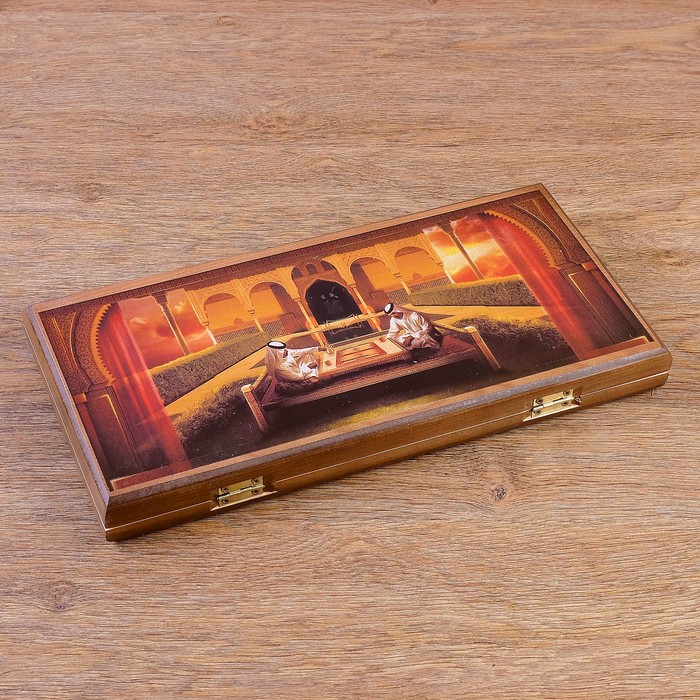 Настольная игра 2 в 1 "Сирия Шейхи": нарды, шашки (доска дерево 40х40 см)