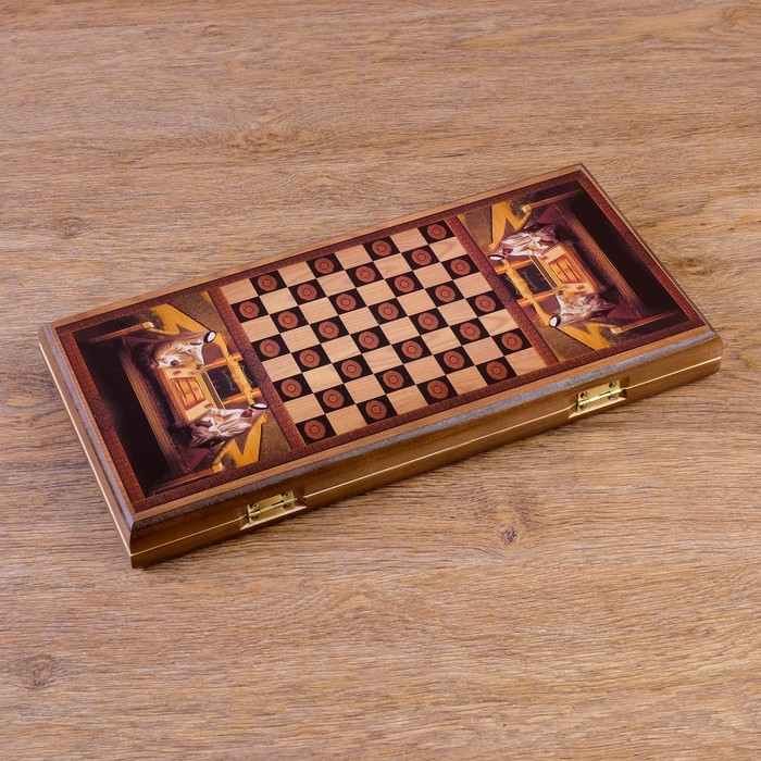 Настольная игра 2 в 1 "Сирия Шейхи": нарды, шашки (доска дерево 40х40 см)