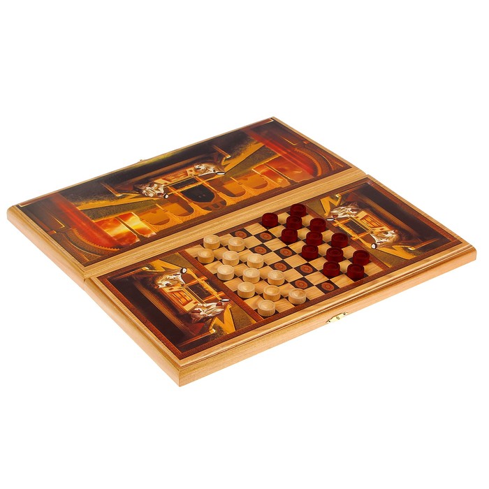 Настольная игра 2 в 1 "Сирия Шейхи": нарды, шашки (доска дерево 40х40 см)