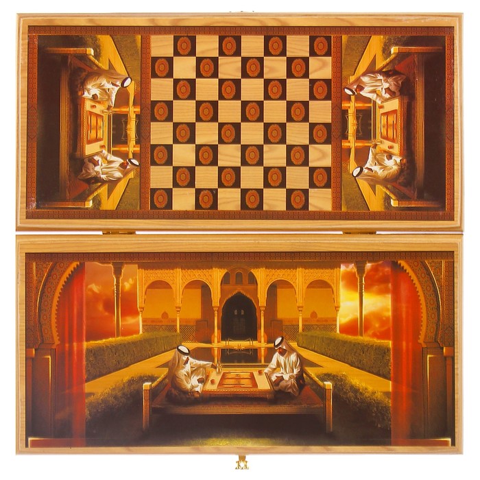 Настольная игра 2 в 1 "Сирия Шейхи": нарды, шашки (доска дерево 40х40 см)