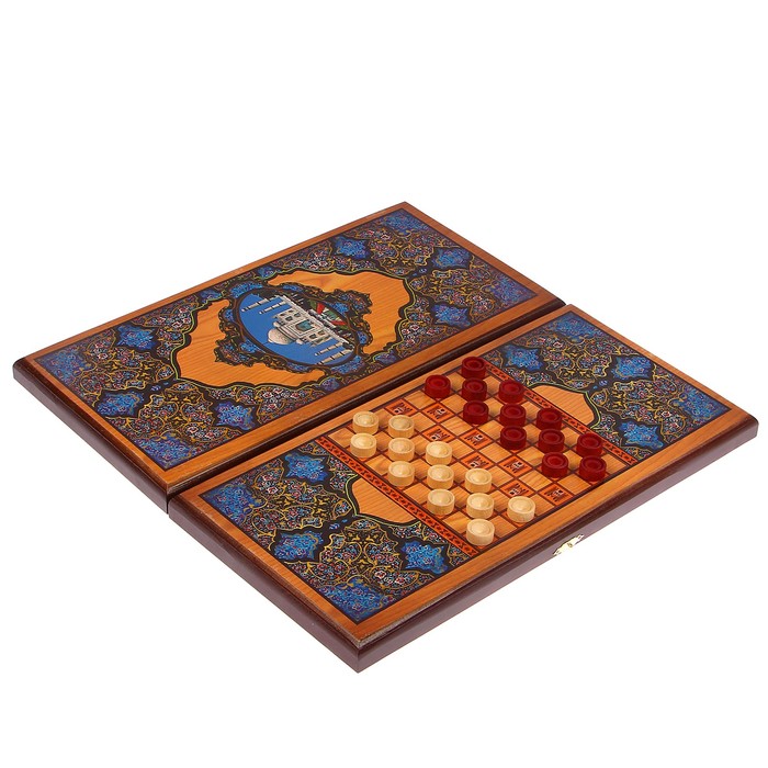 Настольная игра 2 в 1 "Сирия Тадж Махал": нарды шашки (доска дерево 40х40 см)