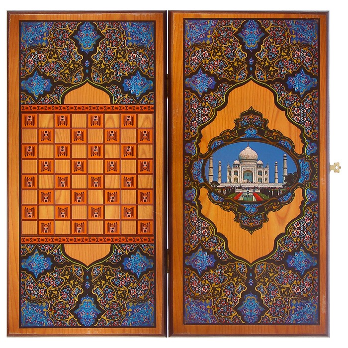 Настольная игра 2 в 1 "Сирия Тадж Махал": нарды шашки (доска дерево 40х40 см)