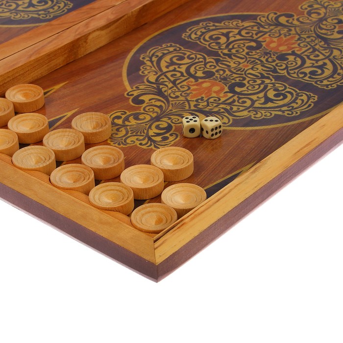 Настольная игра 2 в 1 "Сирия Фиолетовые": нарды, шашки (доска дерево 49х49 см)