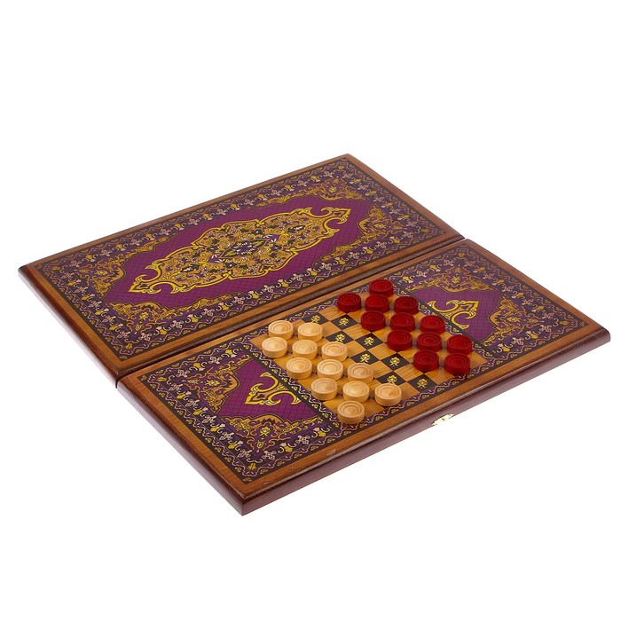 Настольная игра 2 в 1 "Сирия Фиолетовые": нарды, шашки (доска дерево 49х49 см)