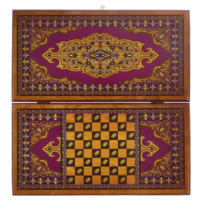 Настольная игра 2 в 1 "Сирия Фиолетовые": нарды, шашки (доска дерево 49х49 см)