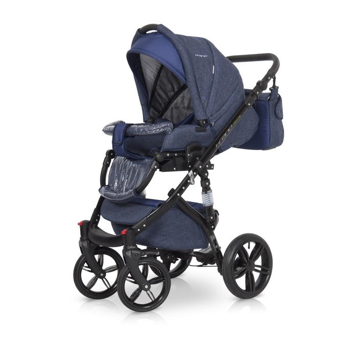 Коляска 3 в 1 BRUNO NATURAL (Riko) 01 Denim (синий)