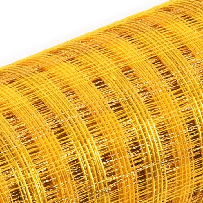 Сетка «Поло» натуральная металлизированная, BOZA, жёлтый, 0,53 x 4,57 см