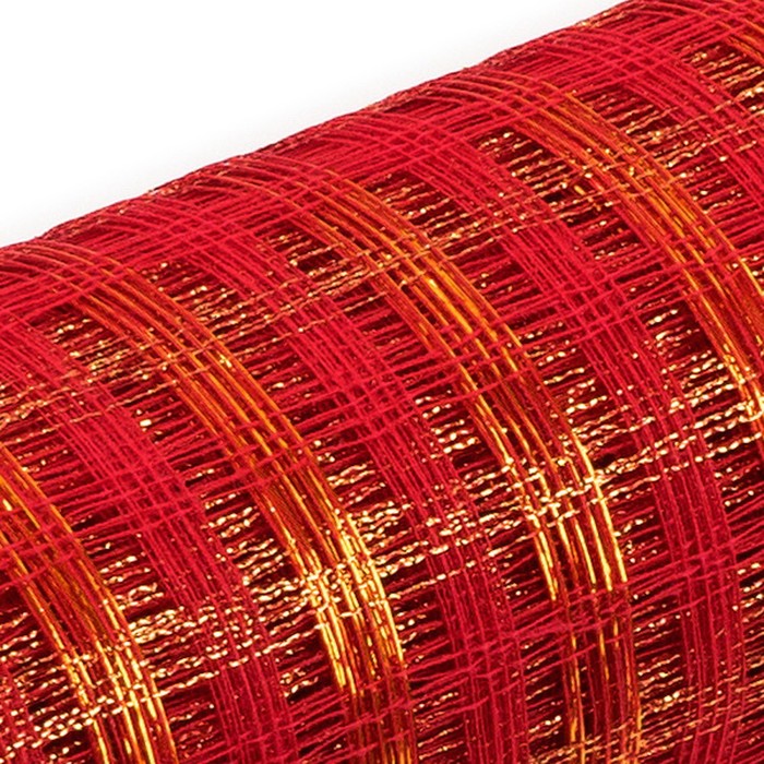 Сетка «Поло» натуральная металлизированная, BOZA, красный, 0,53 x 4,57 см