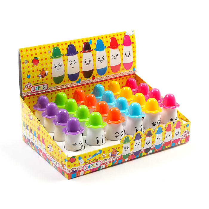 Ручка шариковая-прикол раздвижная Смайлик в шляпке МИКС