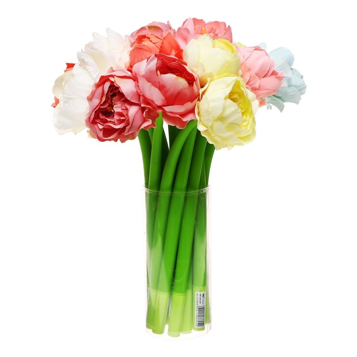 Ручка шариковая-прикол Роза с фонариком и стилусом