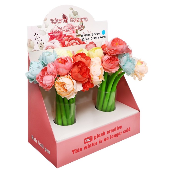 Ручка шариковая-прикол Роза с фонариком и стилусом