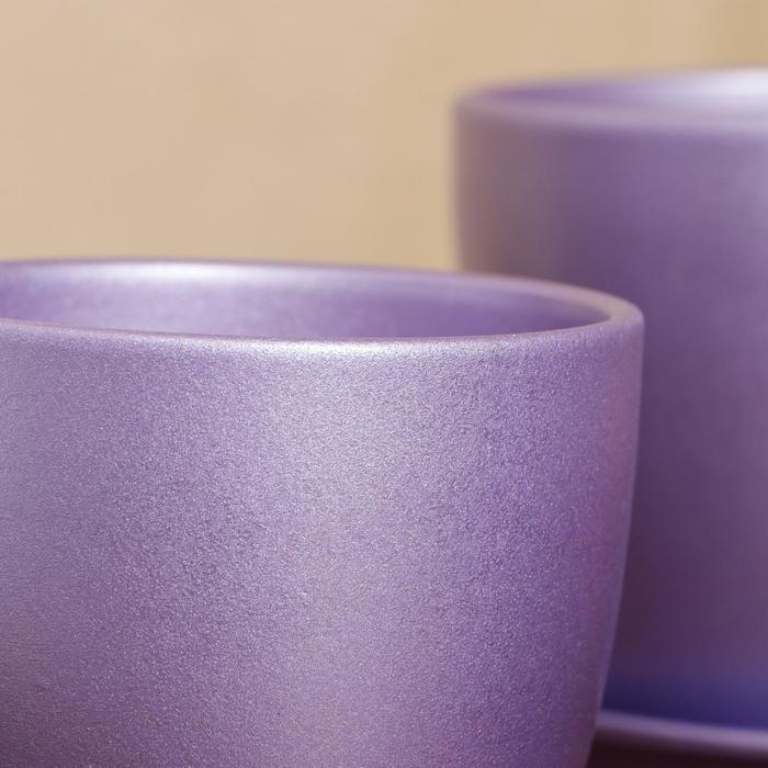 Цветочный горшок набор из 4-х предметов "Осень" перламутр лаванда лак 3л/2л/1л/0,5л