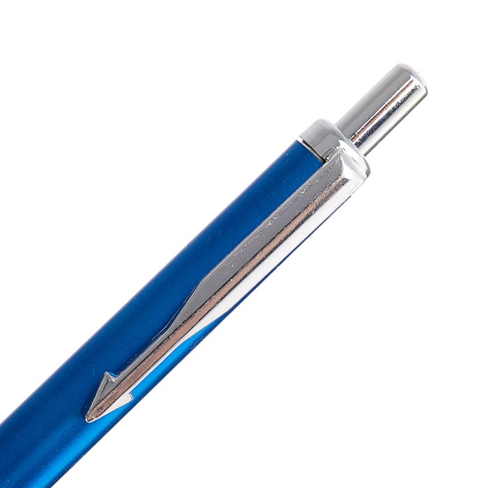 Ручка шариковая автоматическая 0,5мм стержень синий, корпус синий, метал клип