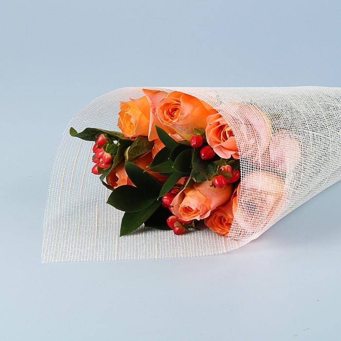 Сетка букетная «Флерон», с фетром, BOZA, слоновая кость, 0,53 х 0,6 м, 10 шт