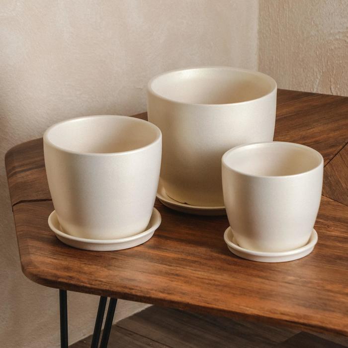 Цветочный горшок набор из 3-х предметов "Осень" перламутр 3л/2л/1л