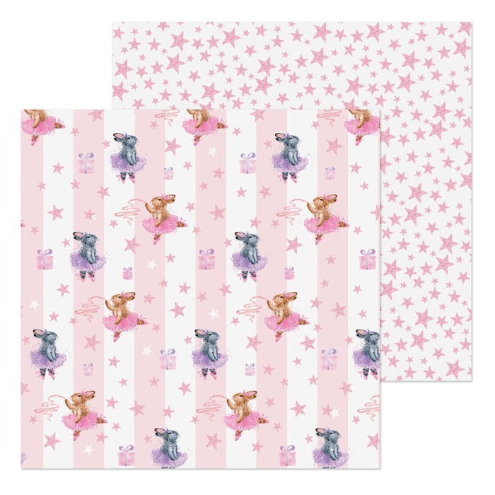 Бумага для скрапбукинга "Зайчонок" 20х20 см, 180г/м