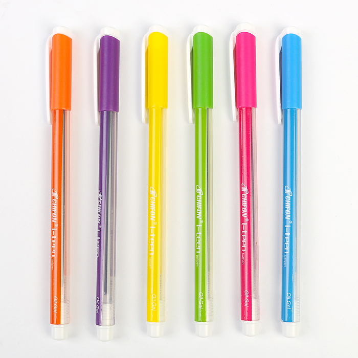 Ручка шариковая 0,5мм стержень синий корпус Неон Полоски МИКС