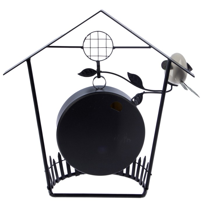 Часы настольные. Серия Птичья клетка, черные, металл, керамика, d=13 см