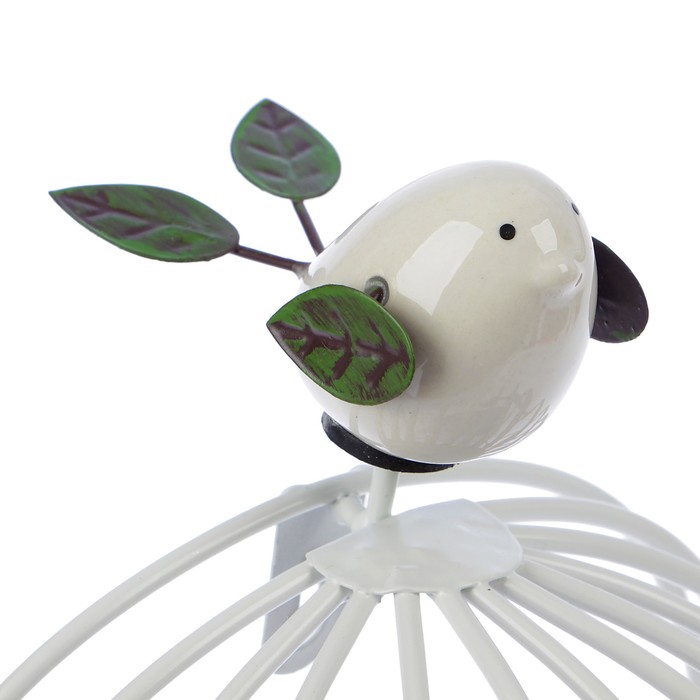 Часы настольные. Серия Птичья клетка, белые, металл, керамика, d=13 см, 20*38 см