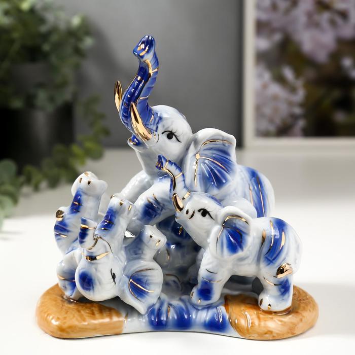 Сувенир керамика "Три слонёнка играют" 14х15х9 см