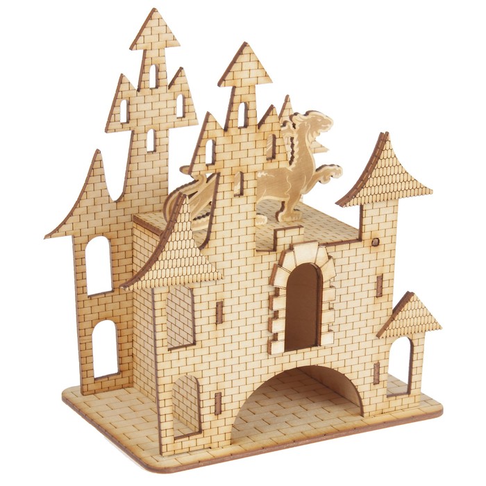 Чайный домик из фанеры "Замок с драконом" 16х18.5х10.5см (ЧД-00-32)