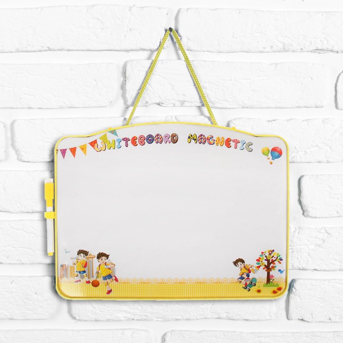 Доска для рисования двухсторонняя, оборот пазл, желтая