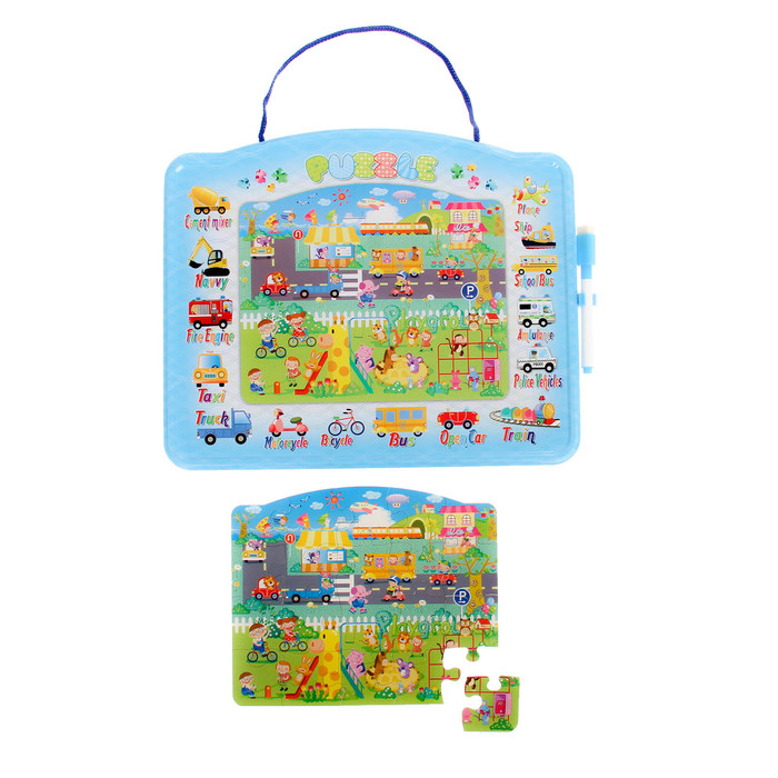 Доска для рисования двухсторонняя, оборот пазл, синяя