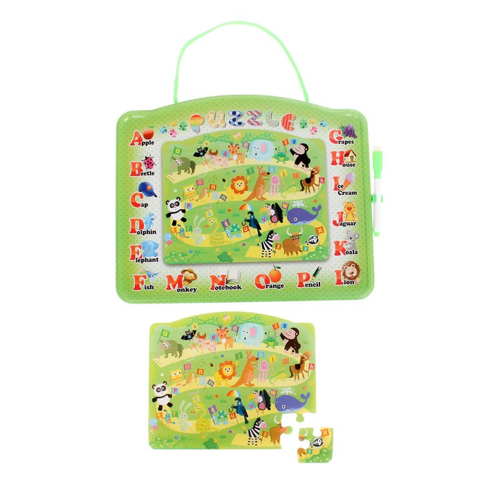 Доска для рисования двухсторонняя, оборот пазл, зеленая