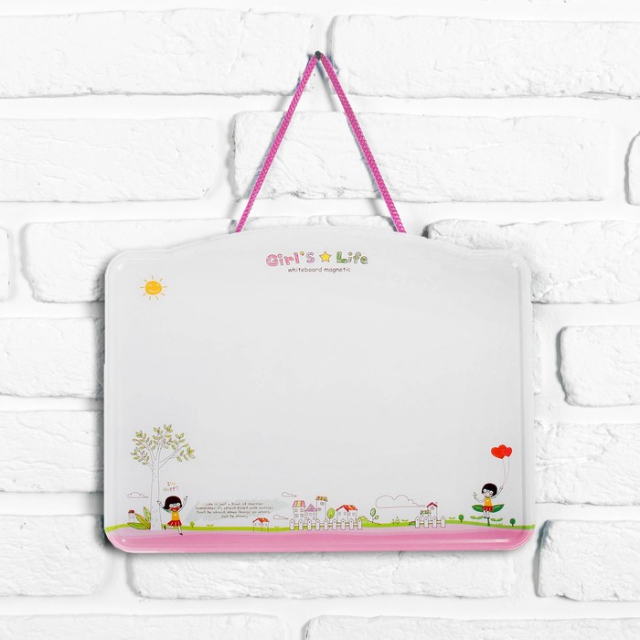 Доска для рисования двухсторонняя, оборот игра-бродилка, розовая