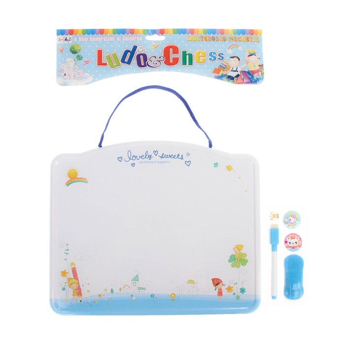 Доска для рисования двухсторонняя, оборот игра-бродилка, синяя