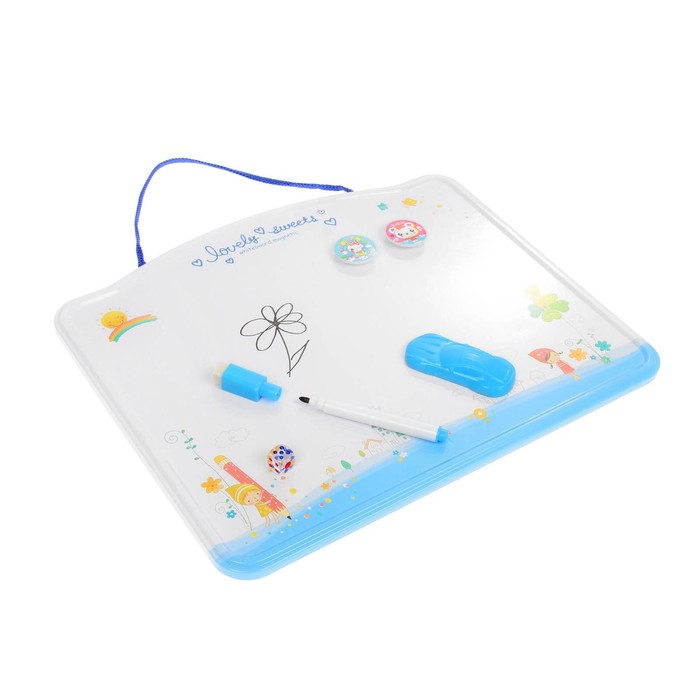 Доска для рисования двухсторонняя, оборот игра-бродилка, синяя