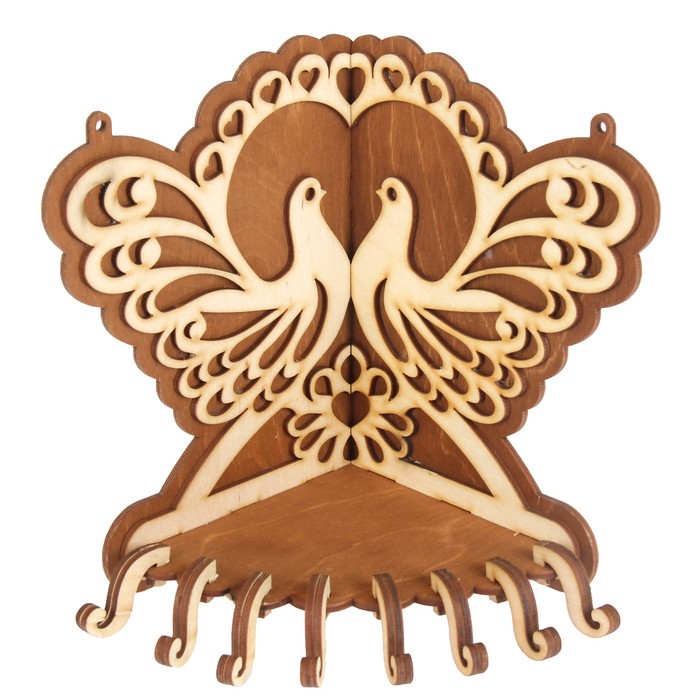 Ключница угловая "Пара голубей" 22х20х16см (КлД 00-06)