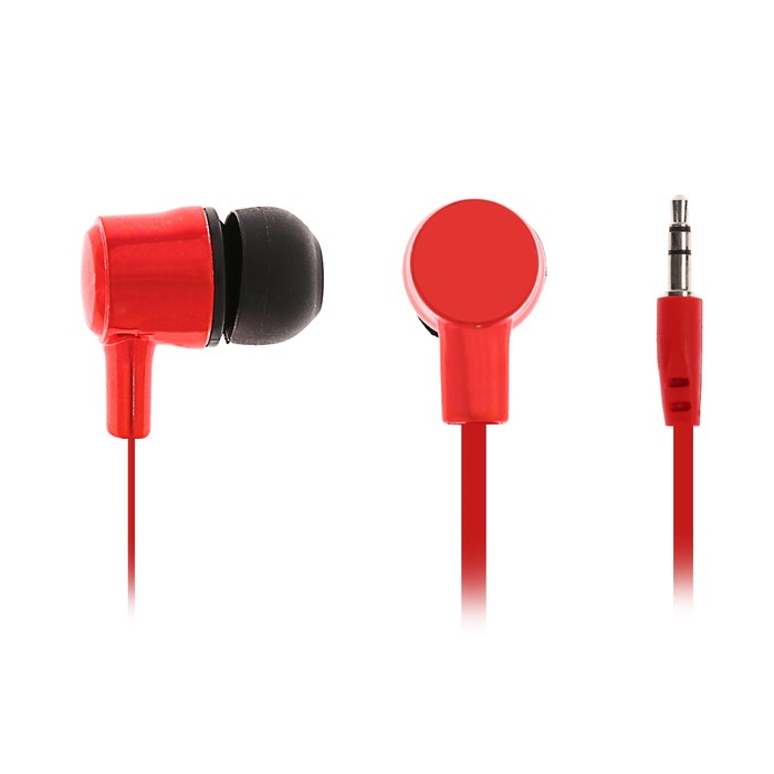 Наушники Luazon вакуумные, блестящий корпус, плоский провод, МИКС