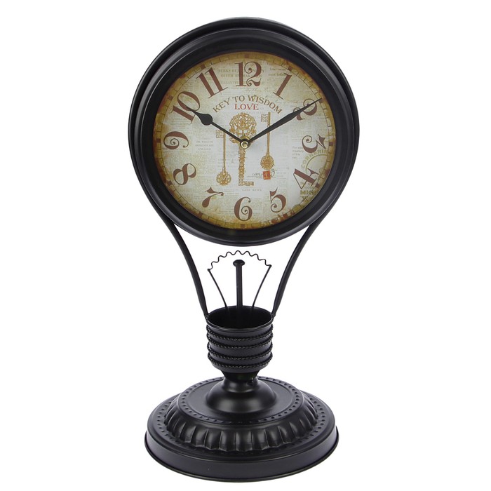 Часы настольные интерьерные, на подставке, d=20см, цвет черный, 43*23см