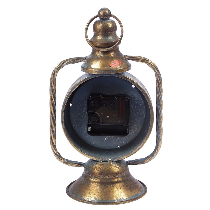 Часы настольные интерьерные, Керосиновая лампа, d=11см, цвет состаренное золото, 24*18см