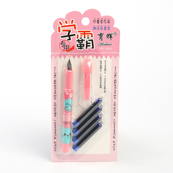 Ручка перьевая+4 картриджа в блистере МИКС