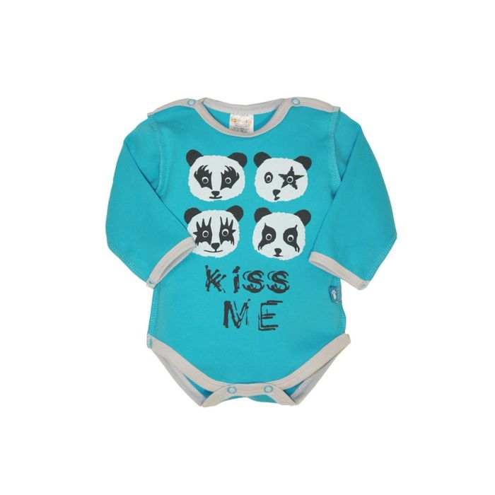 Боди детское "Озорные панды", рост 56 см, цвет бирюза 9520