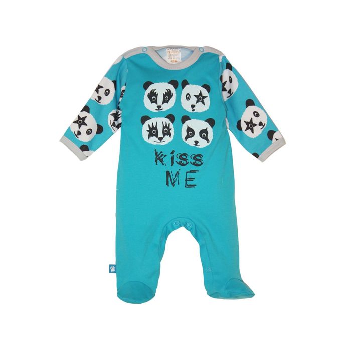 Комбинезон детский "Озорные панды", рост 56 см, цвет бирюза 6120