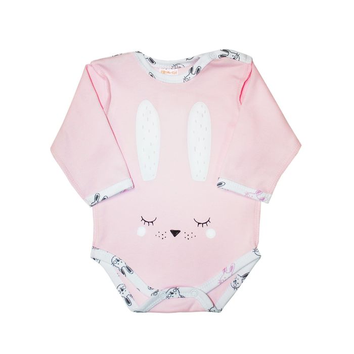 Боди детское "Ушастый заяц", рост 56 см, цвет розовый 9179