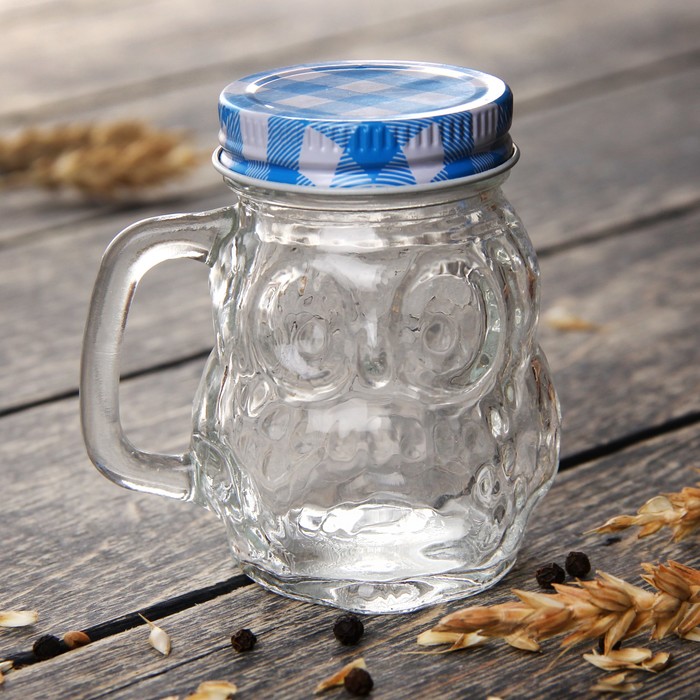 Банка с ручкой и крышкой 110 мл "Совушка"