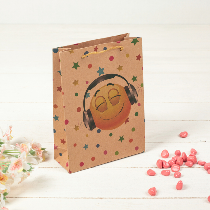 Пакет крафт "Меломан", 15 х 6 х 20 см