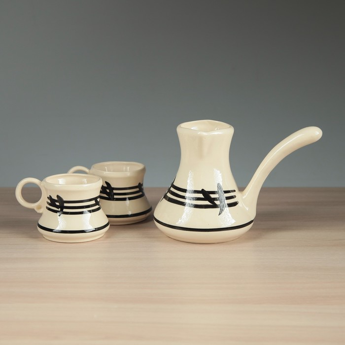 Кофейный набор "Бамбук", 3 предмета, турка 0,75 л, чашка 250 мл