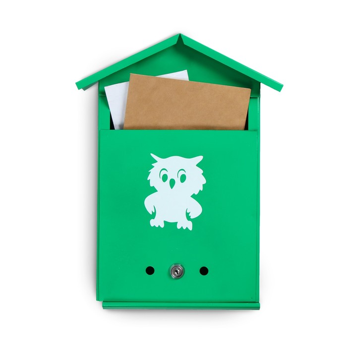 фото Ящик почтовый с замком, вертикальный, «домик», зелёный
