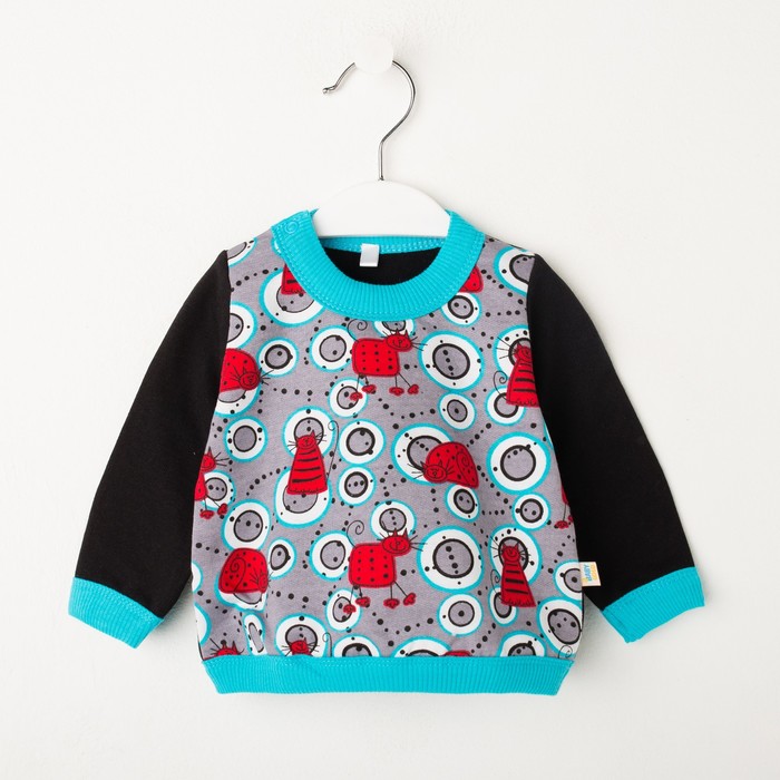 Толстовка детская, рост 62 см,цвет белый /чёрный ТЛ-227_М