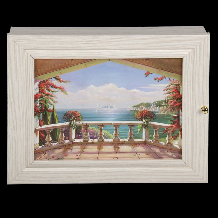 Ключница "Вид на океан" выбеленный дуб 24х29х4 см