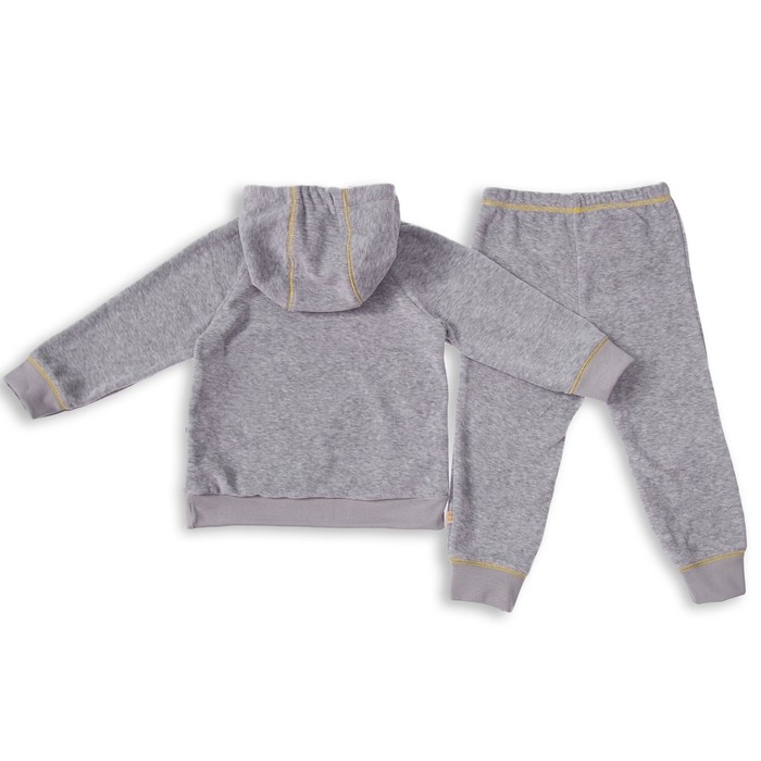 Костюм детский велюровый, рост 74 см, цвет серый/жёлтый КЛ-22