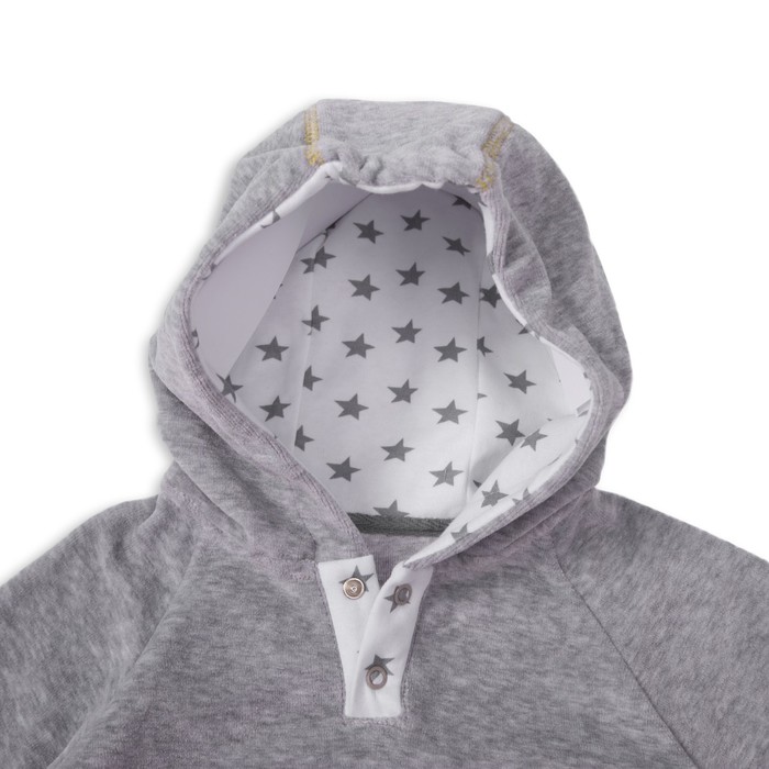 Костюм детский велюровый, рост 74 см, цвет серый/жёлтый КЛ-22