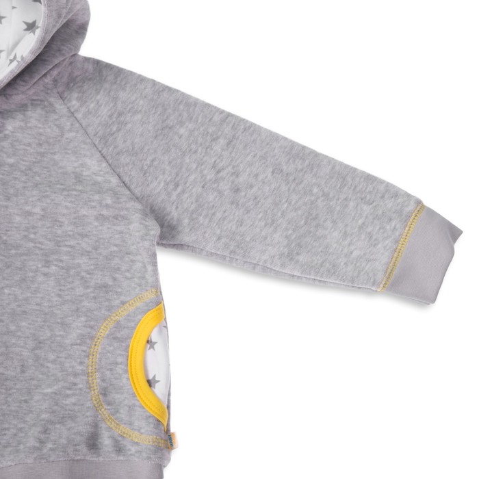 Костюм детский велюровый, рост 74 см, цвет серый/жёлтый КЛ-22